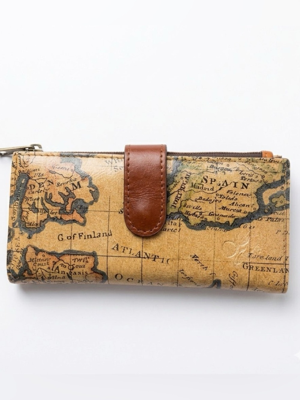 Patricia Nash Brown Leather World Map Travel Bohemian Wallet